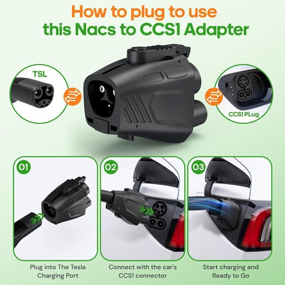 NACS to CCS Adapter, SGS Safety Certified 500 Amps / 1,000V, DC Fast Charge Your - Picture 2 of 7